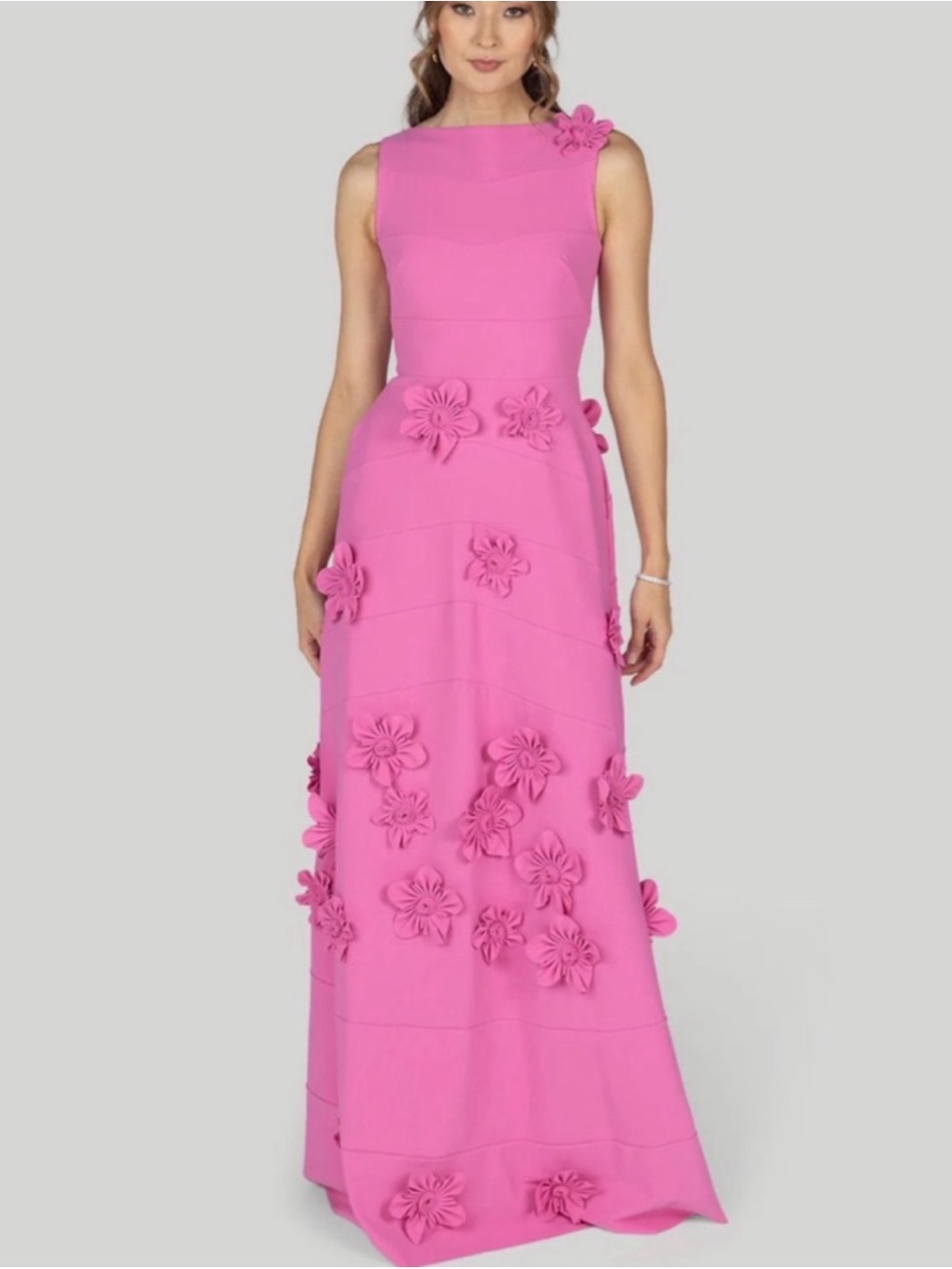 Greta Constantine Gown with 3D Floral Appliqués